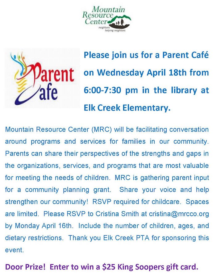 Parent Cafe Mountain Resource Center Elk Creek Elementary