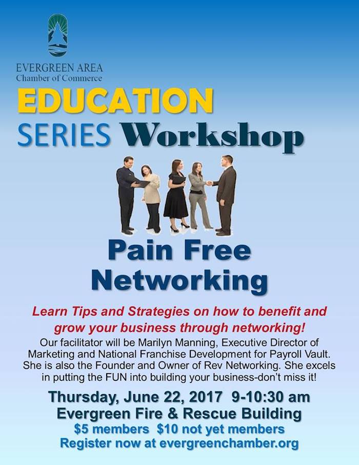 Evergreen Chamber Education Series Pain Free Networking Workshop June 2017