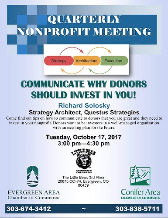 Quarterly Nonprofit Meeting Conifer Evergreen Chamber Commerce October 2017