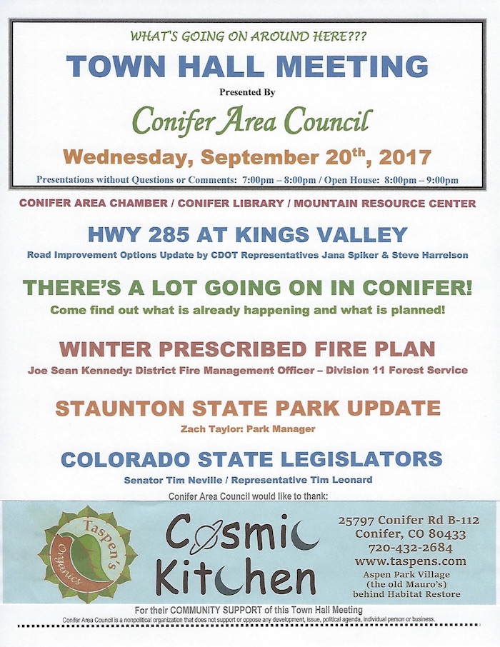 Conifer Area Council Town Hall Meeting September 2017