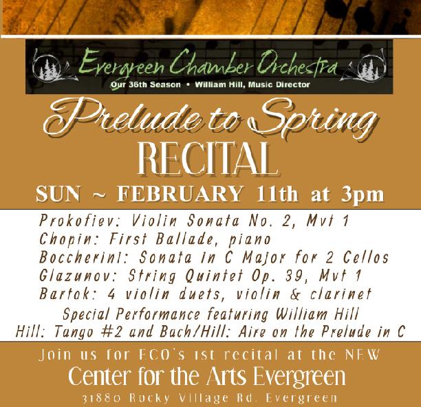 Prelude to Spring Recital CAE Evergreen Chamber Orchestra