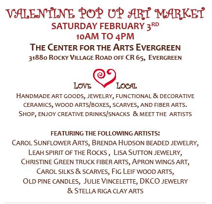 Valentine Pop Up Art Market Center for the Arts Evergreen