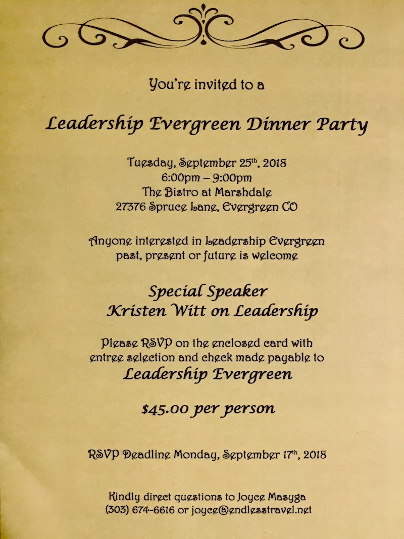 Leadership Evergreen Dinner Party 2018