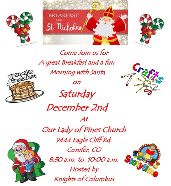 breakfast with St Nicholas Our Lady of the Pines Catholica Church Conifer