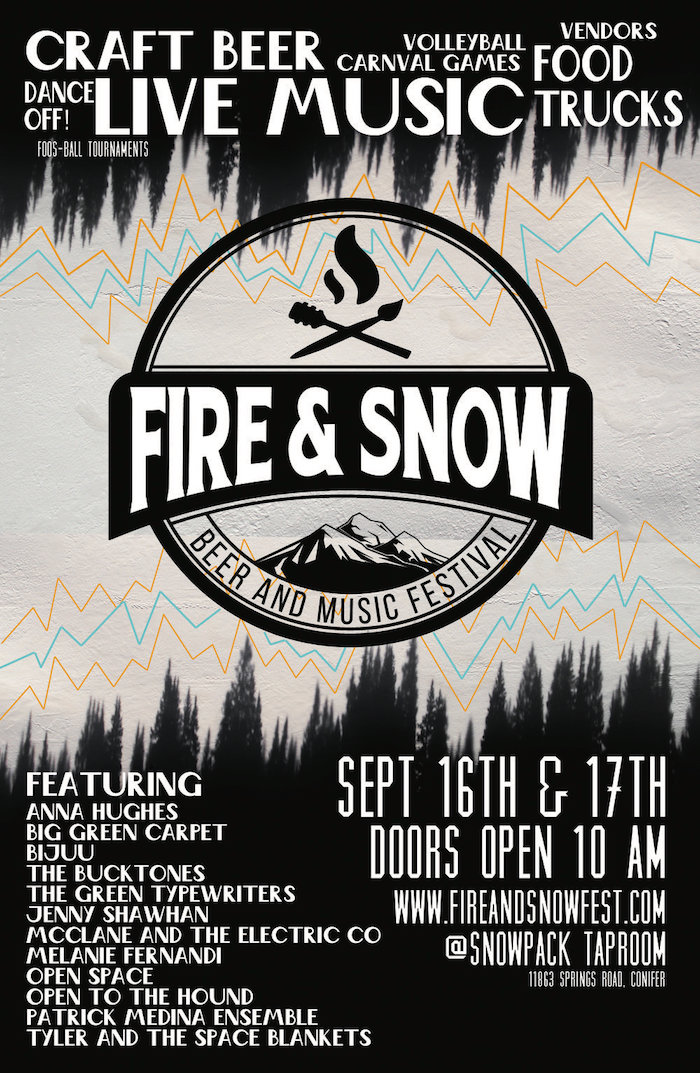 Snowpack Taproom fire snow poster beer music festival