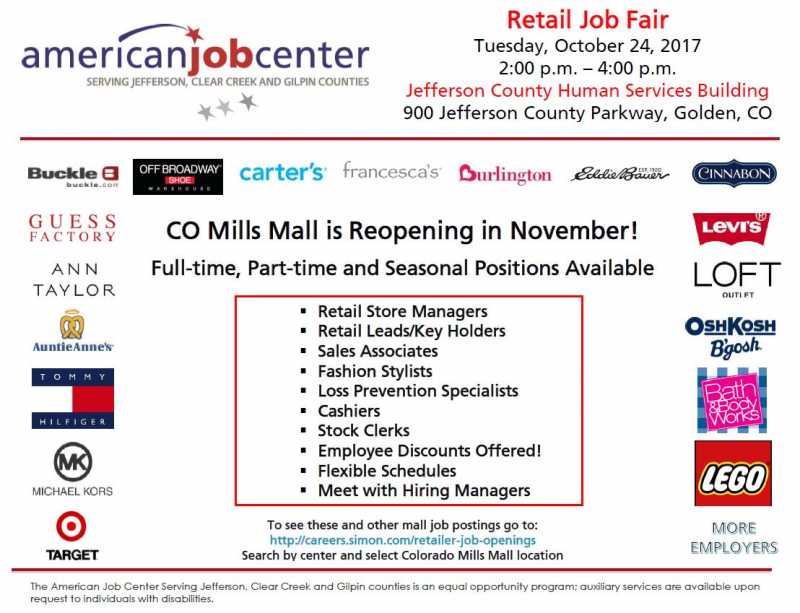 Jefferson County Hiring Event for Colorado Mills Mall October 24 - My  Mountain Town: Conifer, Pine, Evergreen, & Bailey forums